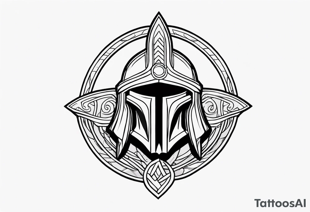 Ancient spartan in a trinity symbol tattoo idea