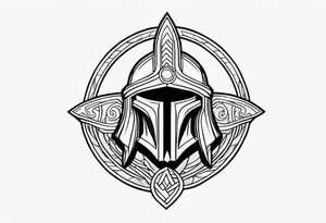 Ancient spartan in a trinity symbol tattoo idea