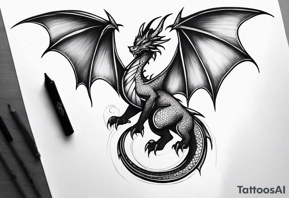 Dragon in lumbals man tattoo idea