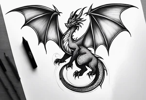 Dragon in lumbals man tattoo idea