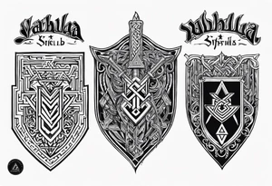 Valhalla shield sword valknut fire chains tattoo idea