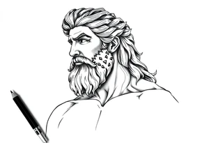 GREEK GOD LOOKING OVER HIS EMPIRE tattoo idea