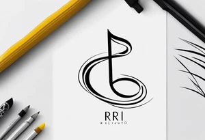 Minimalist line work tattoo, depicting musical
Notes and the letters “R” and “L” which symbolize Lainey and remi. tattoo idea