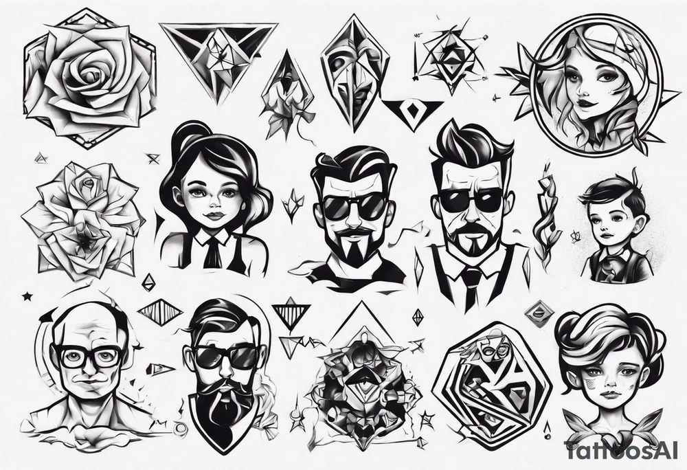 dad and kids, a boy and a girl tattoo idea