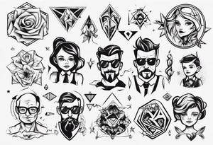 dad and kids, a boy and a girl tattoo idea