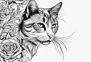 right side profile of a cat face tattoo idea