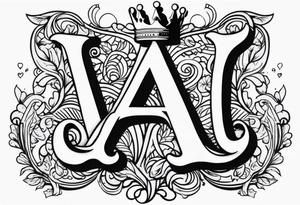 the letter A in cursive with a crown over it that has a money sign in it that can fit on a forearm tattoo idea