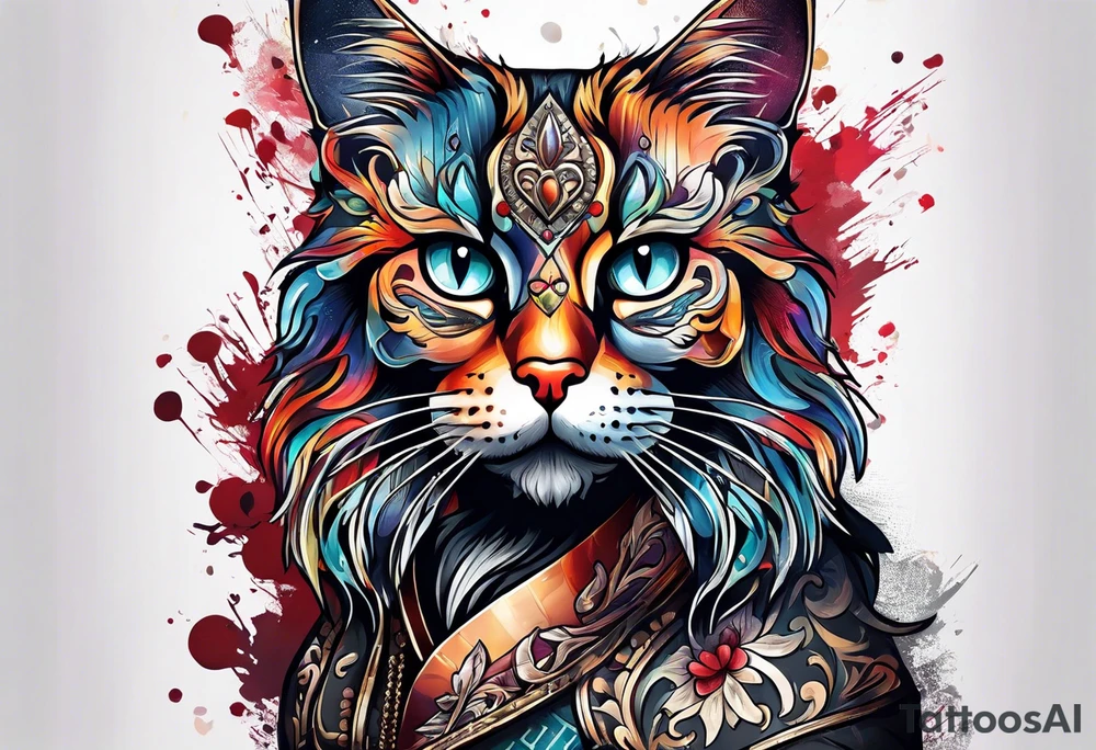 Cat made out of playing cards tattoo idea