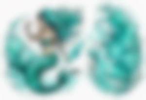 a turquoise mermaid swimming in the sea surrounded by crashing waves tattoo idea