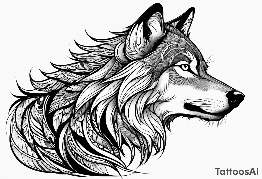 Fierce wolf side view tattoo idea