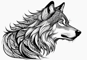 Fierce wolf side view tattoo idea