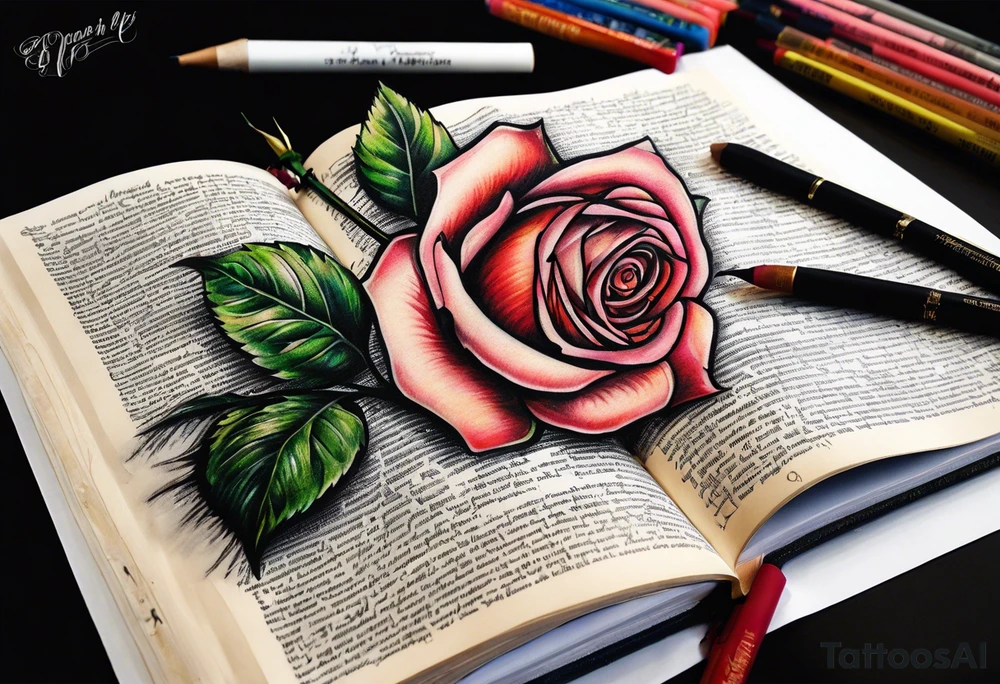 Rose and bible scripture tattoo idea