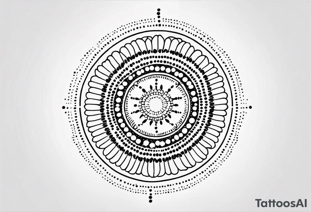 simple sunshine mandala made of black dots with circles tattoo idea simple sunshine mandala made of black dots with circles tattoo idea