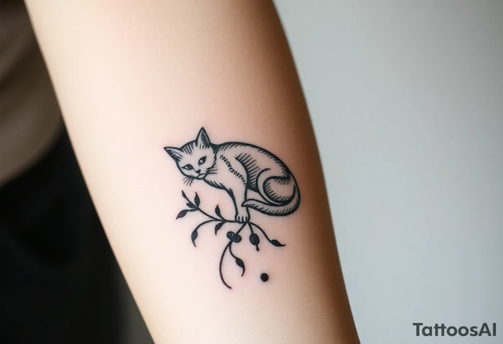 Goddess artemis including cat and mugwort tattoo idea