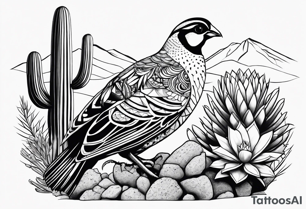 Arizona, quail, cacti tattoo idea