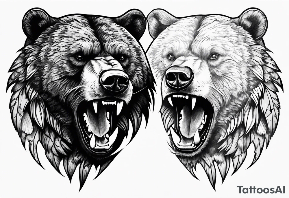 Ripping bear claw cosmic space tattoo idea