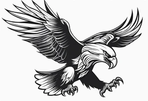 Traditional Eagle swooping into battle carrying sword tattoo idea