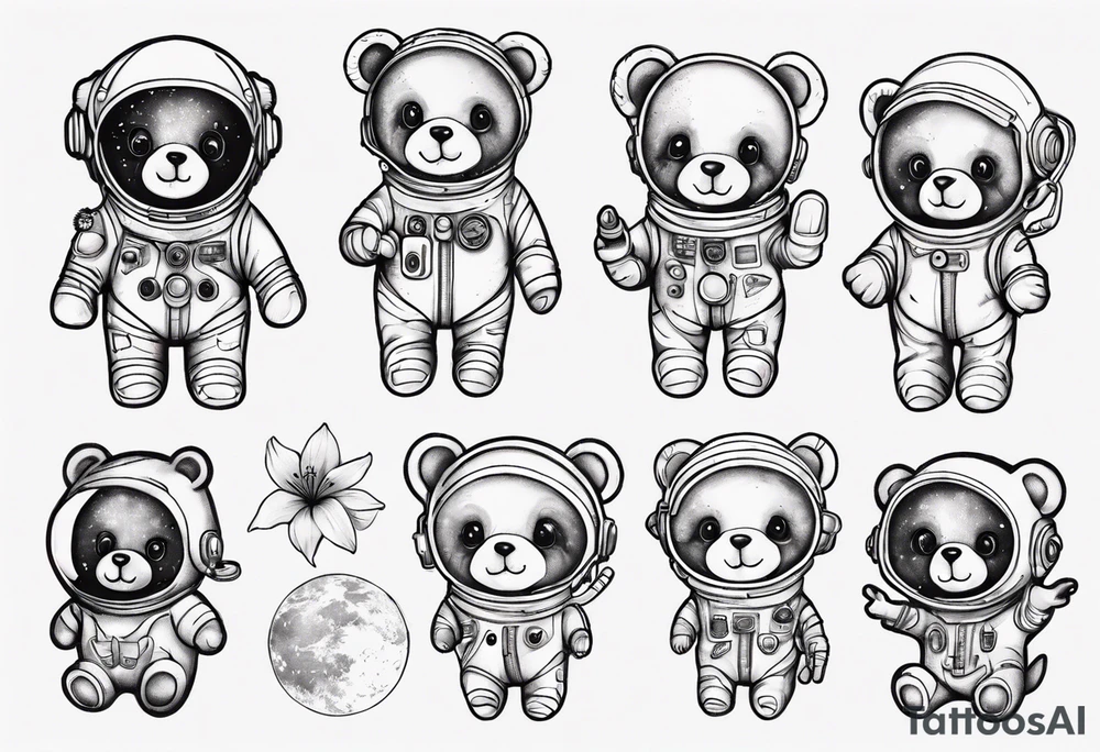 Teddy bear astronaut Lily galaxy tattoo idea