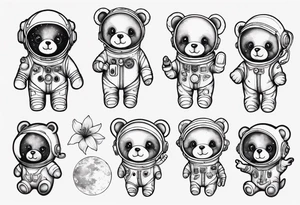 Teddy bear astronaut Lily galaxy tattoo idea