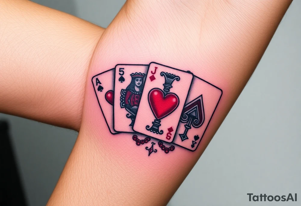 poker royal flush tattoo idea