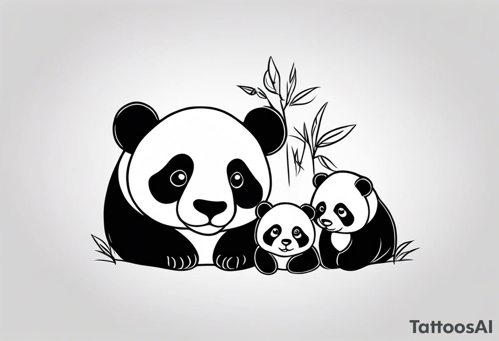 cute panda family tattoo idea