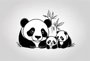 cute panda family tattoo idea