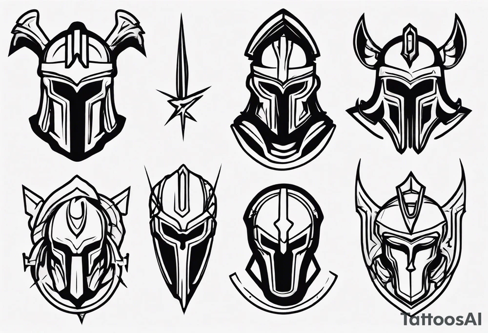 ultra-fine line linework vector of a spartan tattoo idea
