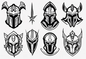 ultra-fine line linework vector of a spartan tattoo idea
