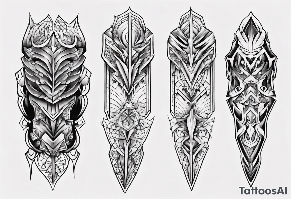 Leg armor symmetrical tattoo idea