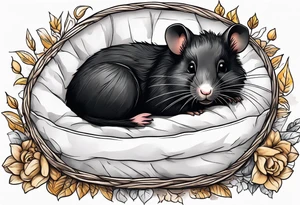 A black hamster sleeping in his bed tattoo idea