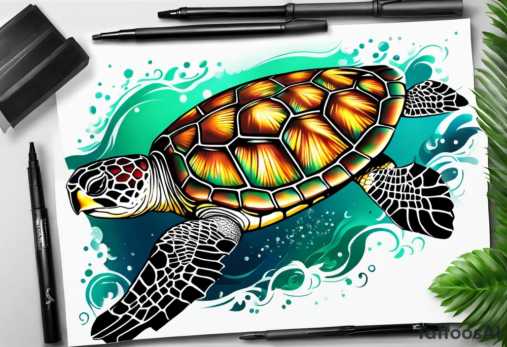 green sea turtle tattoo idea