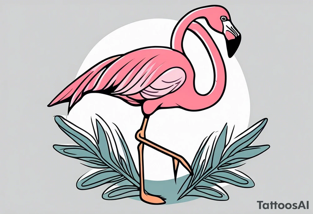 cute flamingo tattoo idea