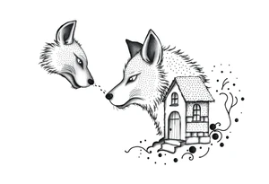 Big bad wolf huffing puffing and blowing a brick house down tattoo idea