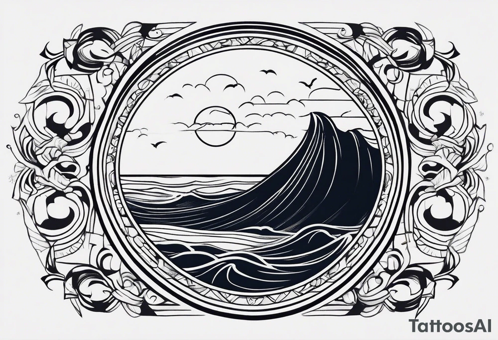 I want a tattoo of the ocean in a circle tattoo idea