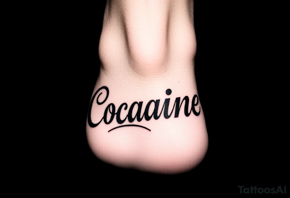 The word cocaine tattooed on foot tattoo idea