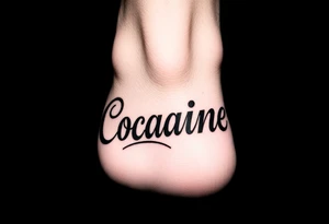 The word cocaine tattooed on foot tattoo idea