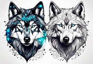 Constellation, two animal wolf tattoo idea