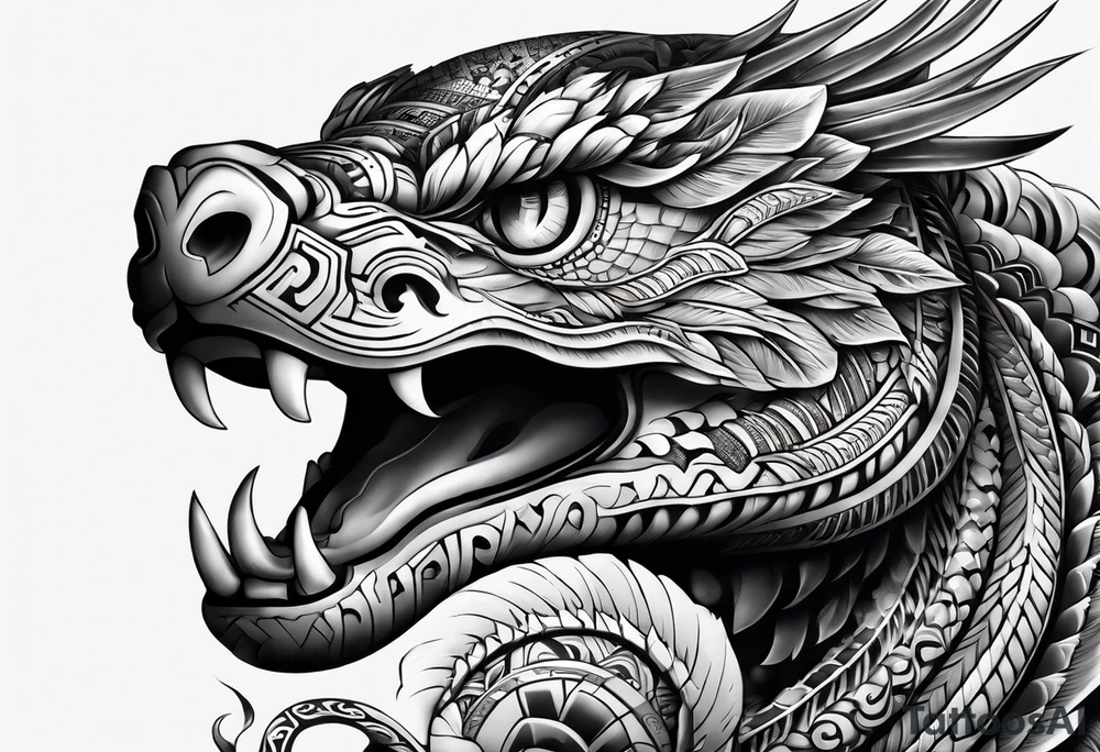 aztec snake sleeve tattoo idea