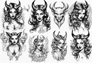 Female devil full body tattoo idea