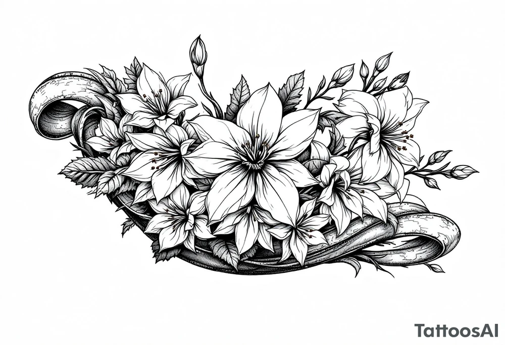 narcissus flowers, holly and jonquil flowers tattoo idea