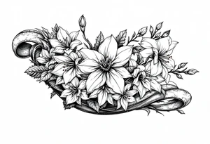 narcissus flowers, holly and jonquil flowers tattoo idea