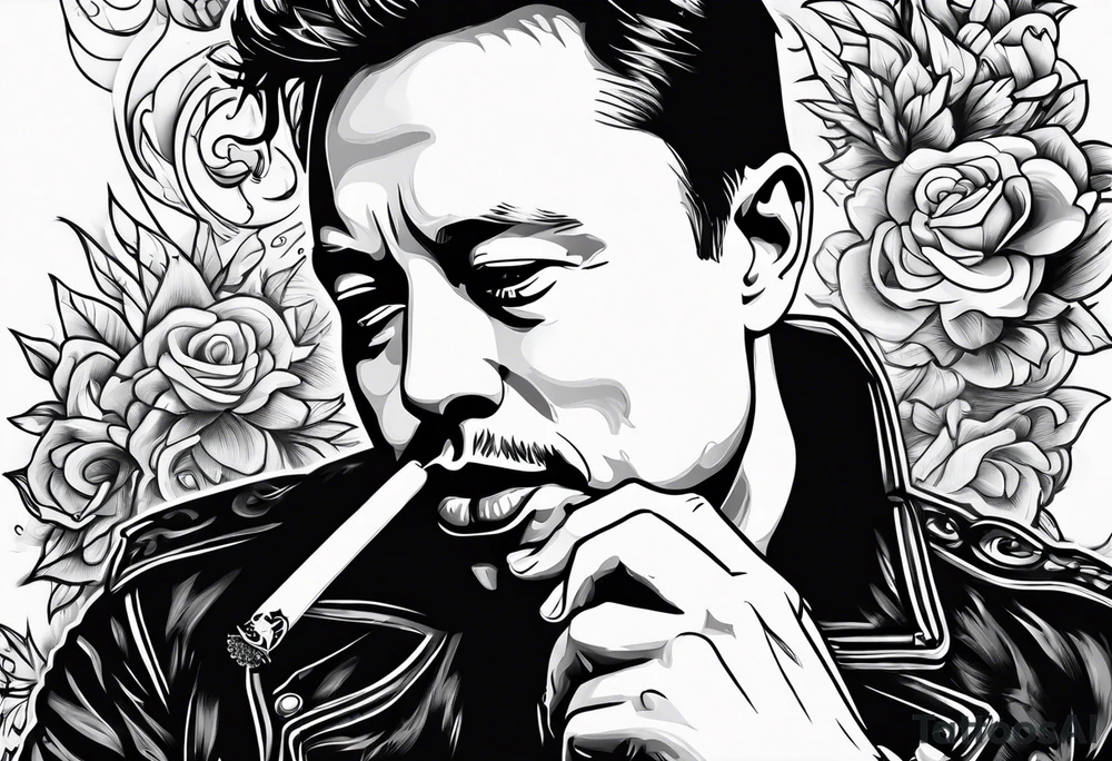 elon musk smoking cigarette tattoo idea