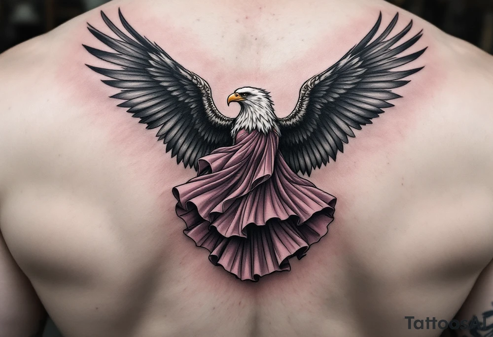 Eagle with a pink dress tattoo idea