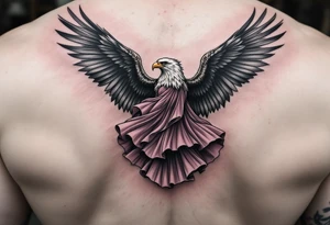 Eagle with a pink dress tattoo idea