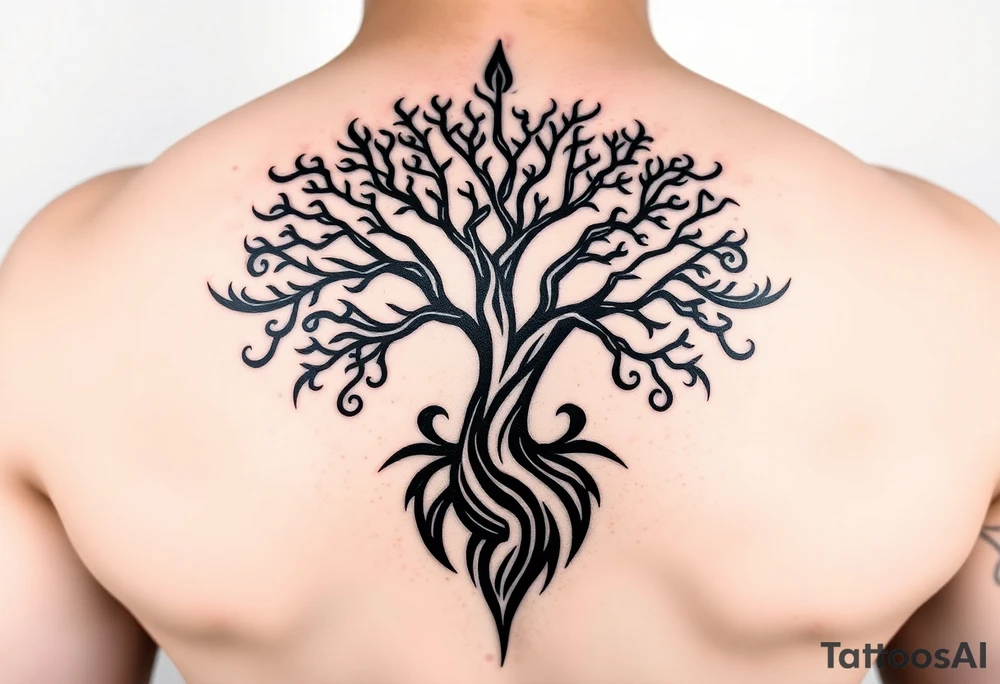Tree moving in a spiral direction tattoo idea