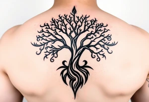 Tree moving in a spiral direction tattoo idea