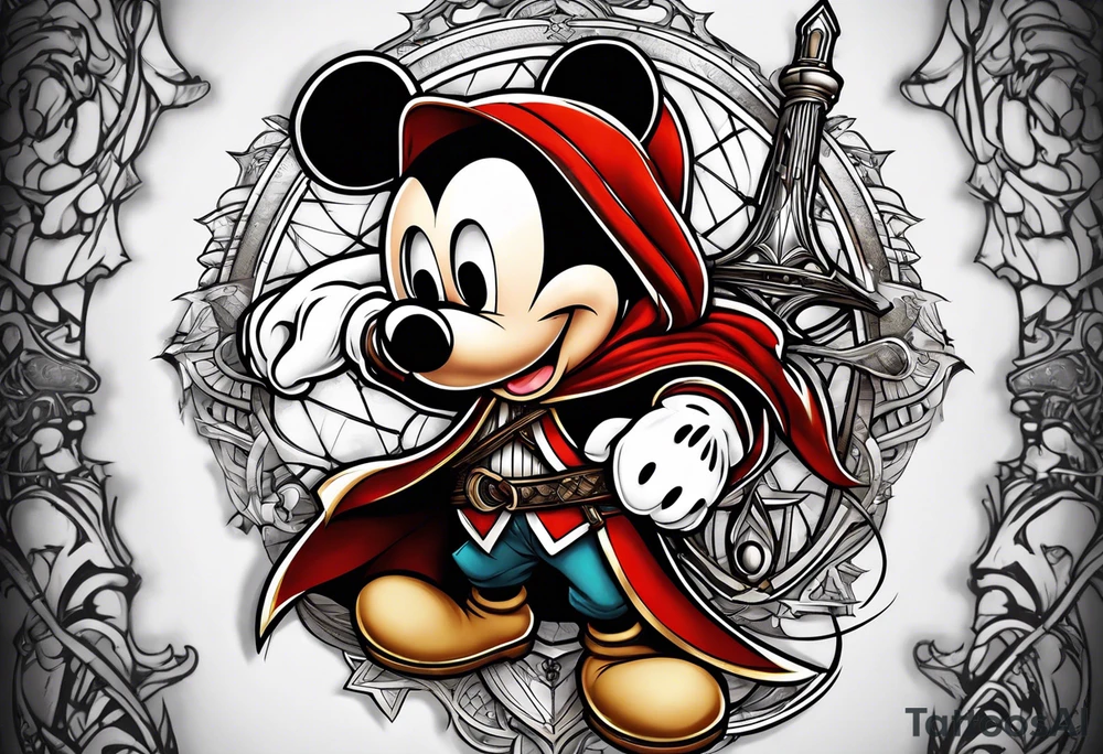 mickey mouse as assassins creed character tattoo idea