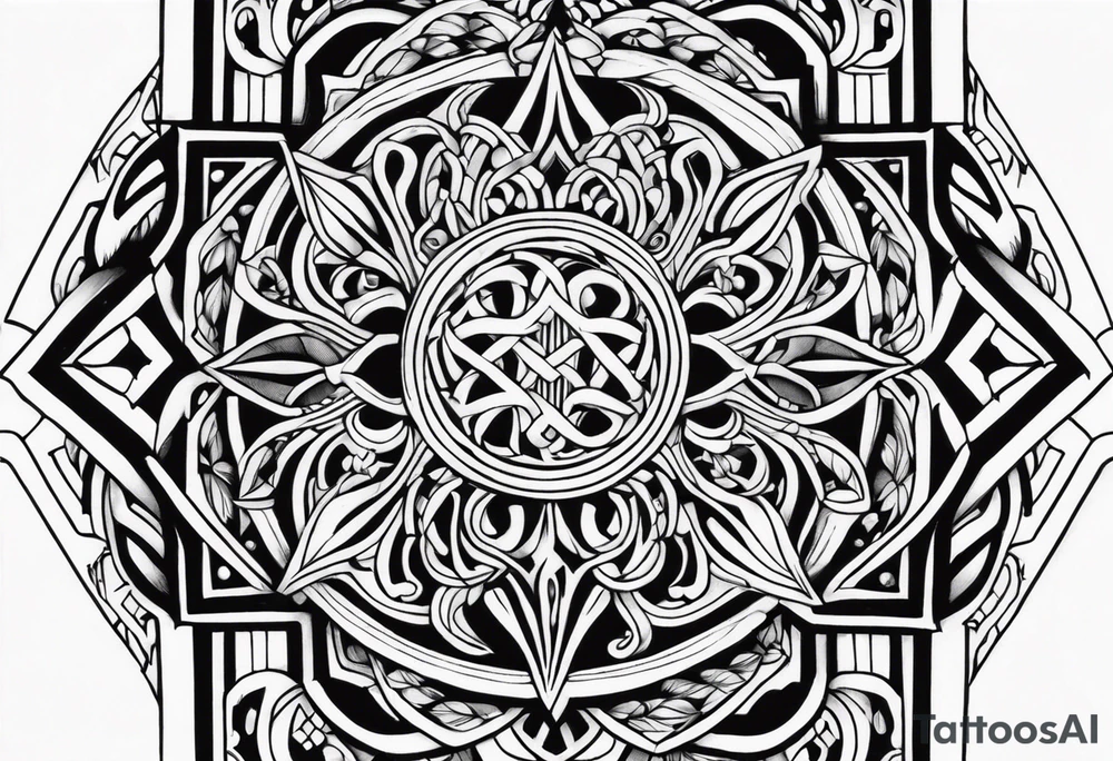 Cletic shin armor tattoo idea