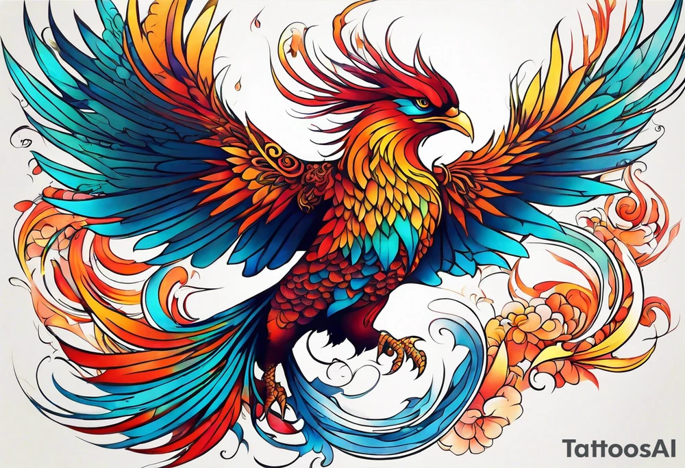 Colorful Phoenix tattoo idea