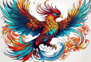 Colorful Phoenix tattoo idea